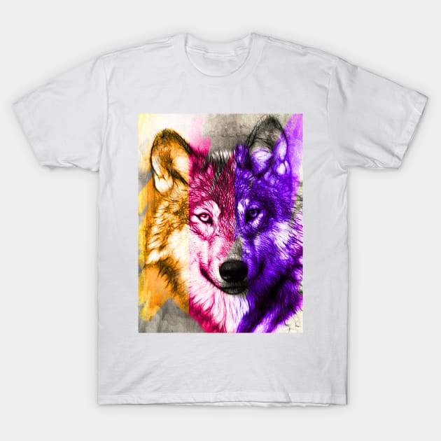 Colourful Wolf T-Shirt by Crazydodo
